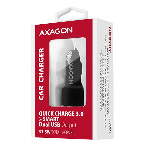 AXAGON PWC-QC5 QC3.0 + 2.4A Car Charger Black - Image 11