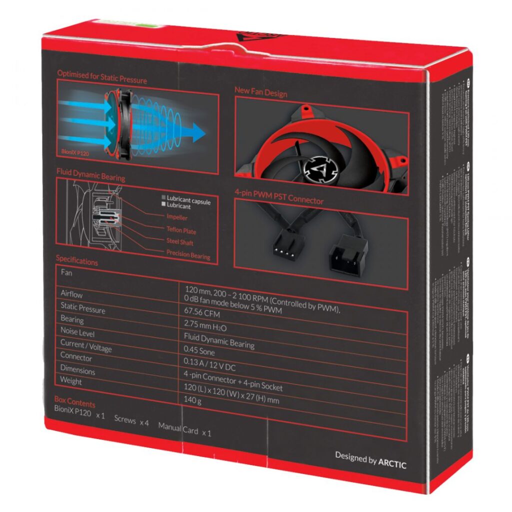 Arctic BioniX P120 Pressure-optimised PWM PST Red - Image 7