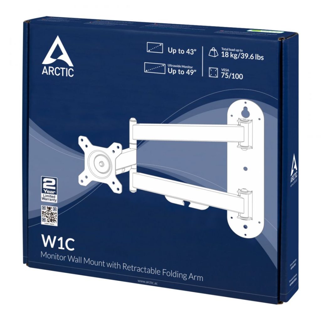 Arctic W1C Wall Mount with Retractable Folding Arm Black - Image 8