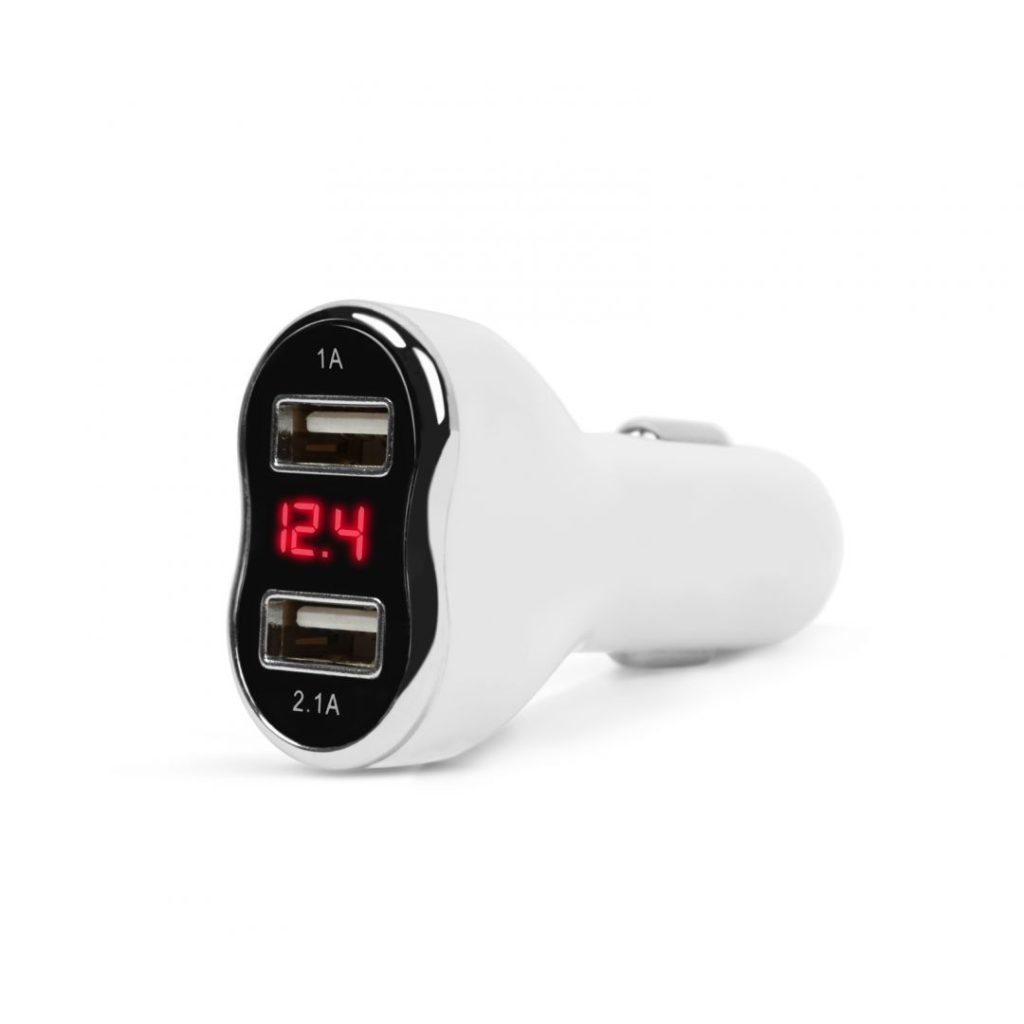 m.n.c-car-charger-voltage-meter-white_1.jpg M.N.C Car Charger + Voltage meter White - Image 1
