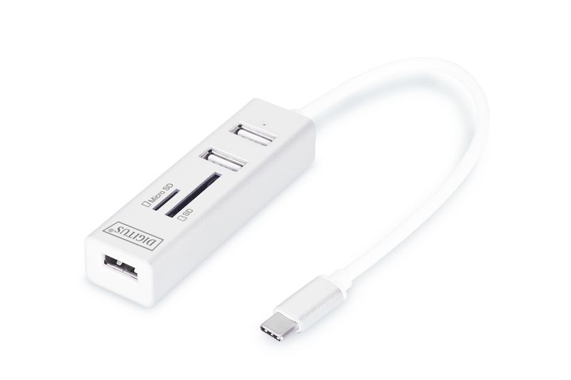digitus-usb-type-c-otg-3-port-hub-card-reader-white_1.jpg Digitus USB Type-C OTG 3-Port HUB + Card Reader White - Image 1