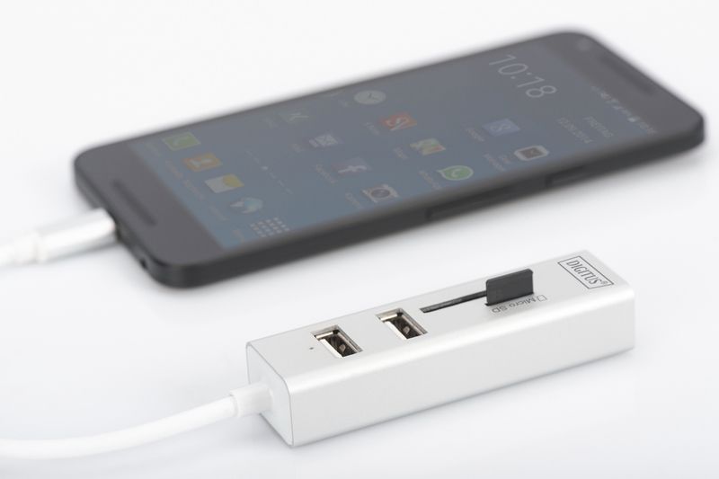 Digitus USB Type-C OTG 3-Port HUB + Card Reader White - Image 2