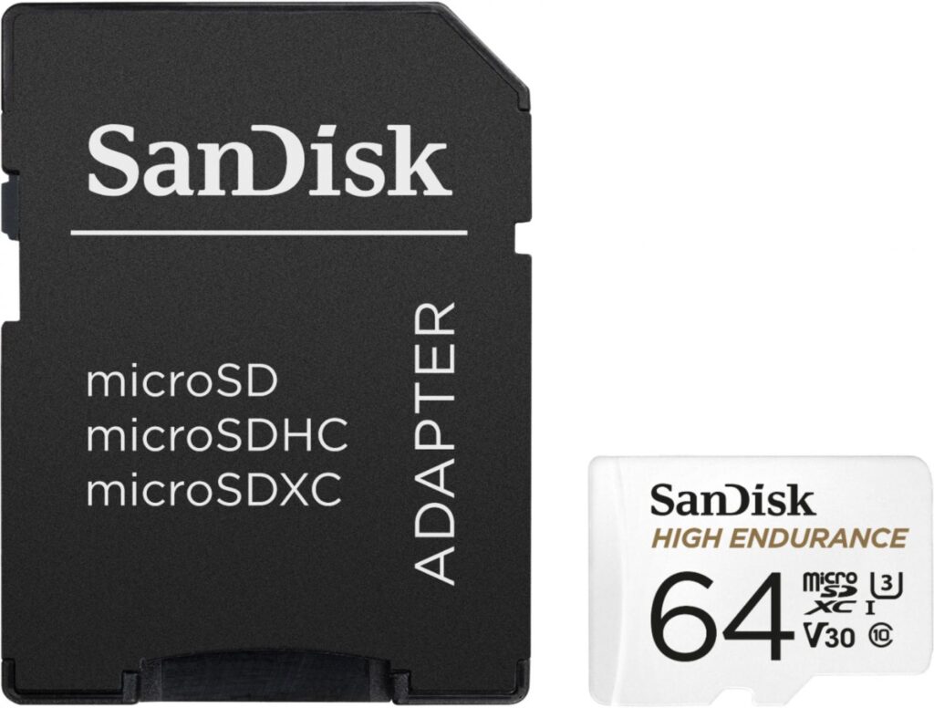Sandisk 64GB microSDXC High Endurance Class 10 CL10 U3 V30 + adapterrel - Image 2