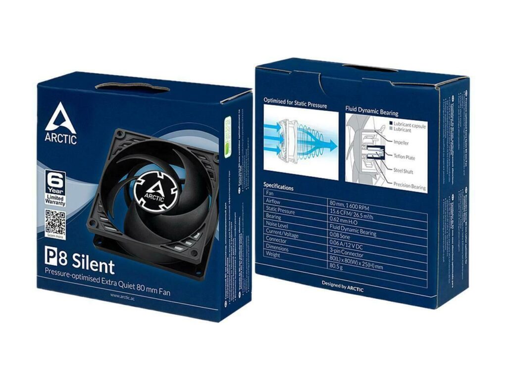 ARCTIC COOLING Rendszerhűtő Ventilátor P8 Silent Fekete, 8cm - Image 6