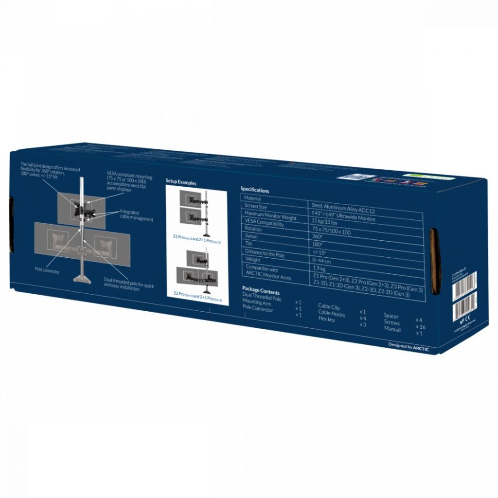 Arctic Z+1 Pro Gen 3 Extension Kit for an Additional Monitor Black - Image 9