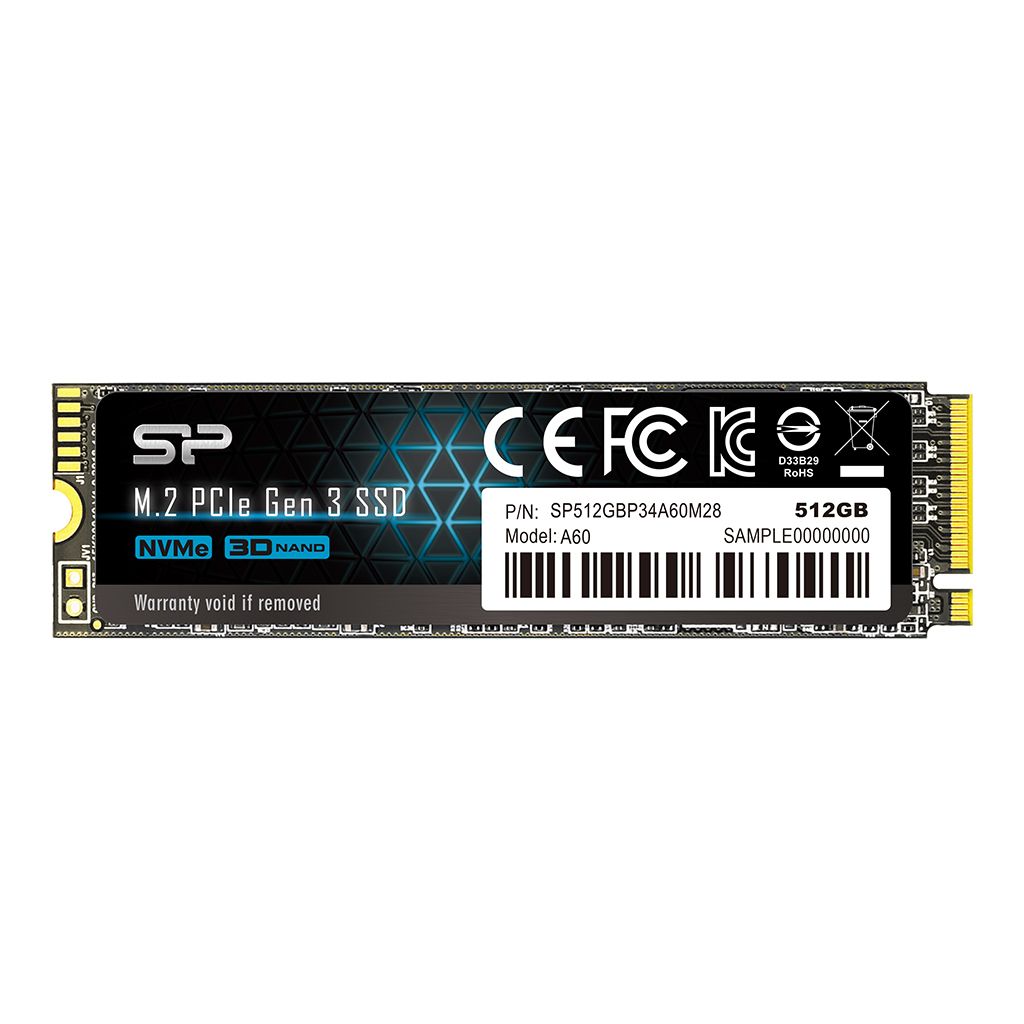 Silicon Power SSD - 512GB A60 (r:2200MB/s; w:1600 MB/s, NVMe 1.3 támogatás, M.2 PCIe Gen 3x4) - Image 2