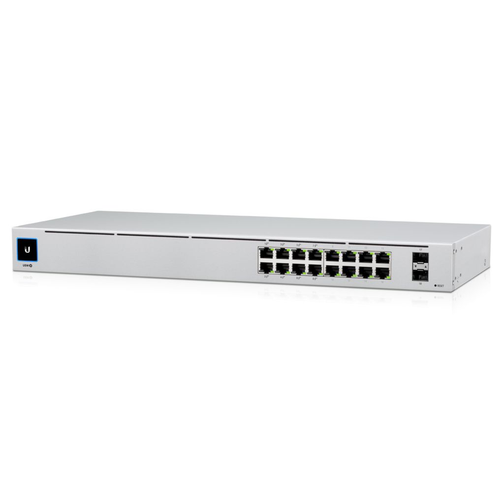 Ubiquiti UniFi Switch Gen2, 16x gigabit RJ45 port, 2xSFP port, 8x 802.3af/at PoE max. 60W, rackbe szerelhető