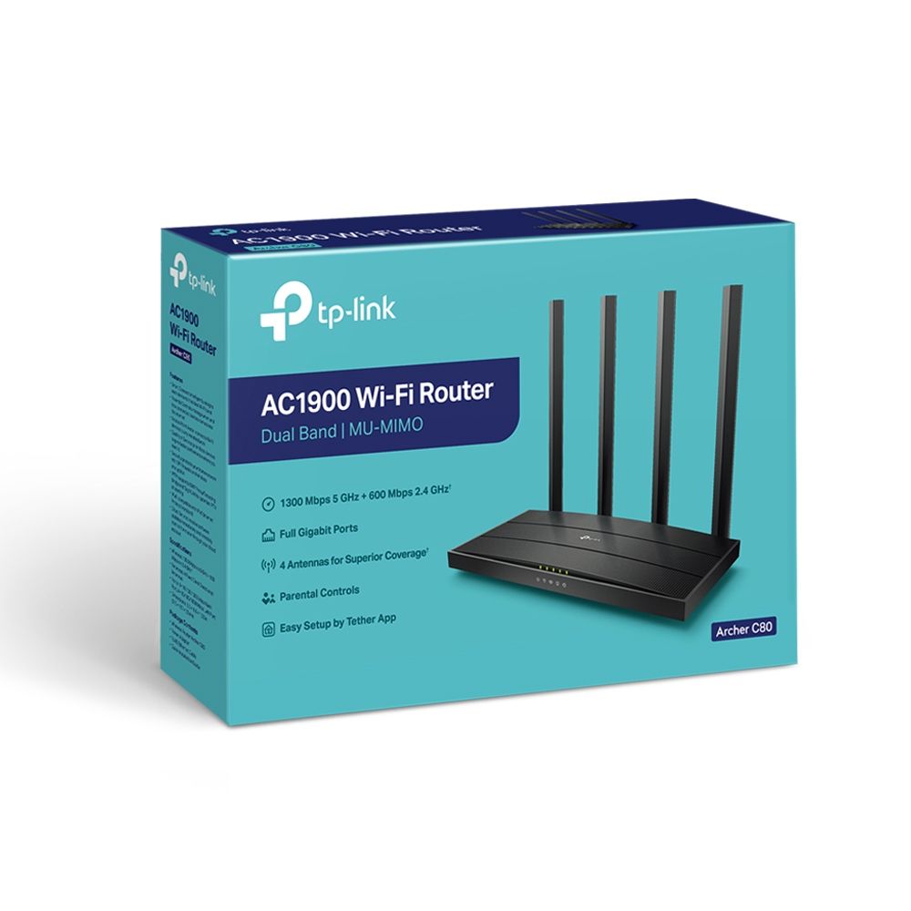 TP-Link Router WiFi AC1900 - Archer C80 (600Mbps 2,4GHz + 1300Mbps 5GHz; 4port 1Gbps, 3×3 MIMO) - Image 5