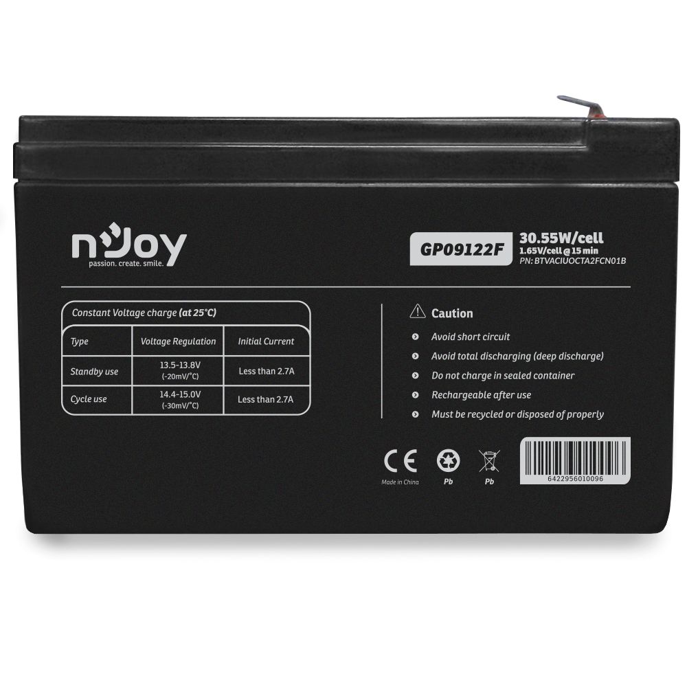 Njoy 12V/9Ah szünetmentes akkumulátor 1db/csomag - Image 2