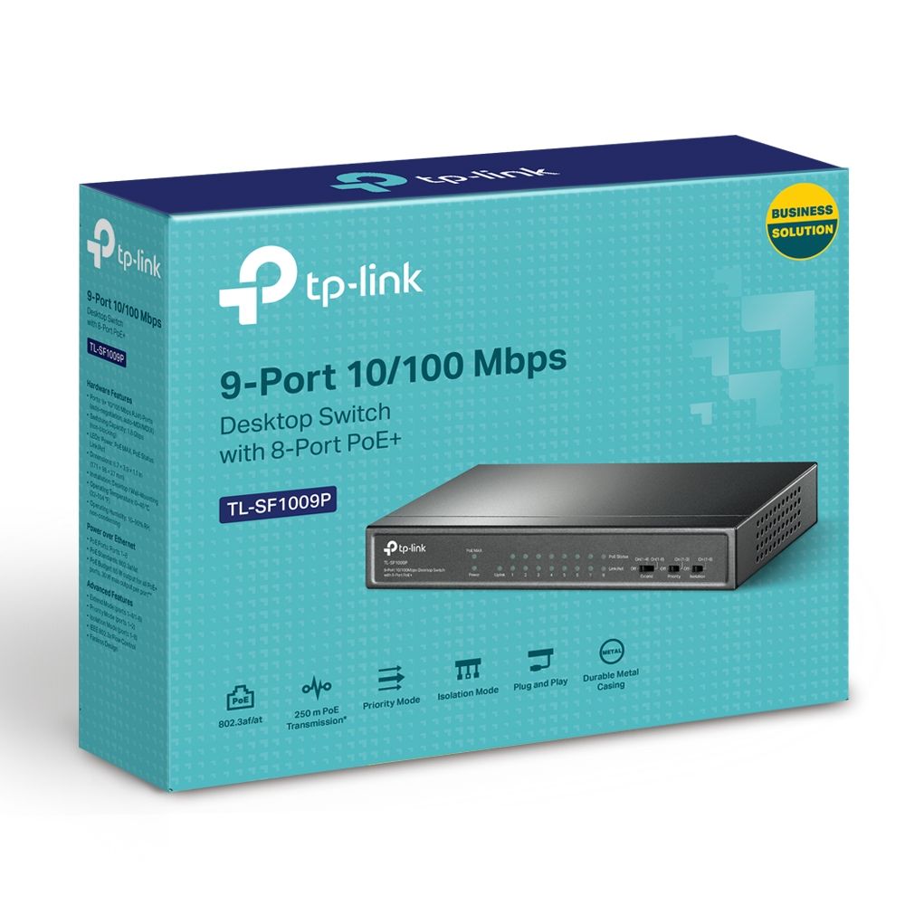 TP-Link TL-SF1009P 9-Port 10/100Mbps Desktop Switch with 8-Port PoE+ - Image 5
