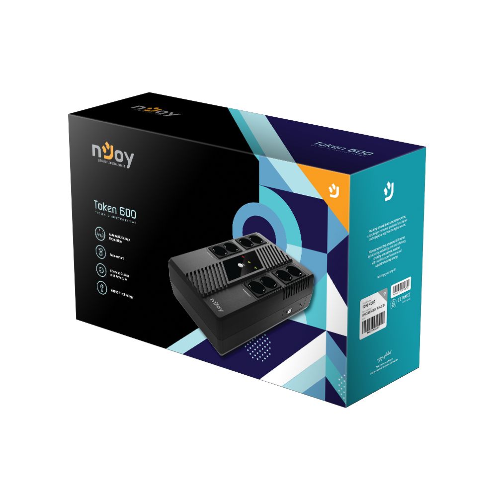 NJOY Szünetmentes 600VA - Token 600 (8 Schuko, line-interaktív, HID USB, túlfeszültség védett, fekete) - Image 5