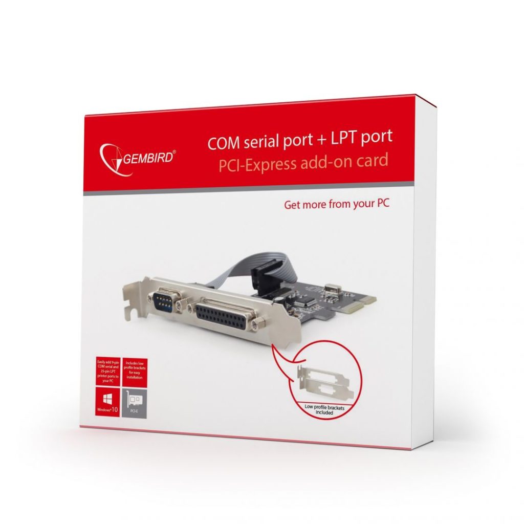 Gembird PEX-COMLPT-01 COM serial port + LPT port PCI-Express add-on card, with extra low-profile bracket - Image 2