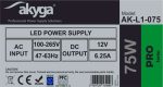 Akyga AK-L1-075 LED power supply 12V/75W - Image 3