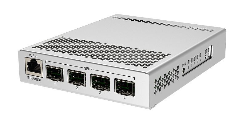 MikroTik CRS305-1G-4S+IN asztali switch, 4xSFP+ port, redundáns táp - Image 1