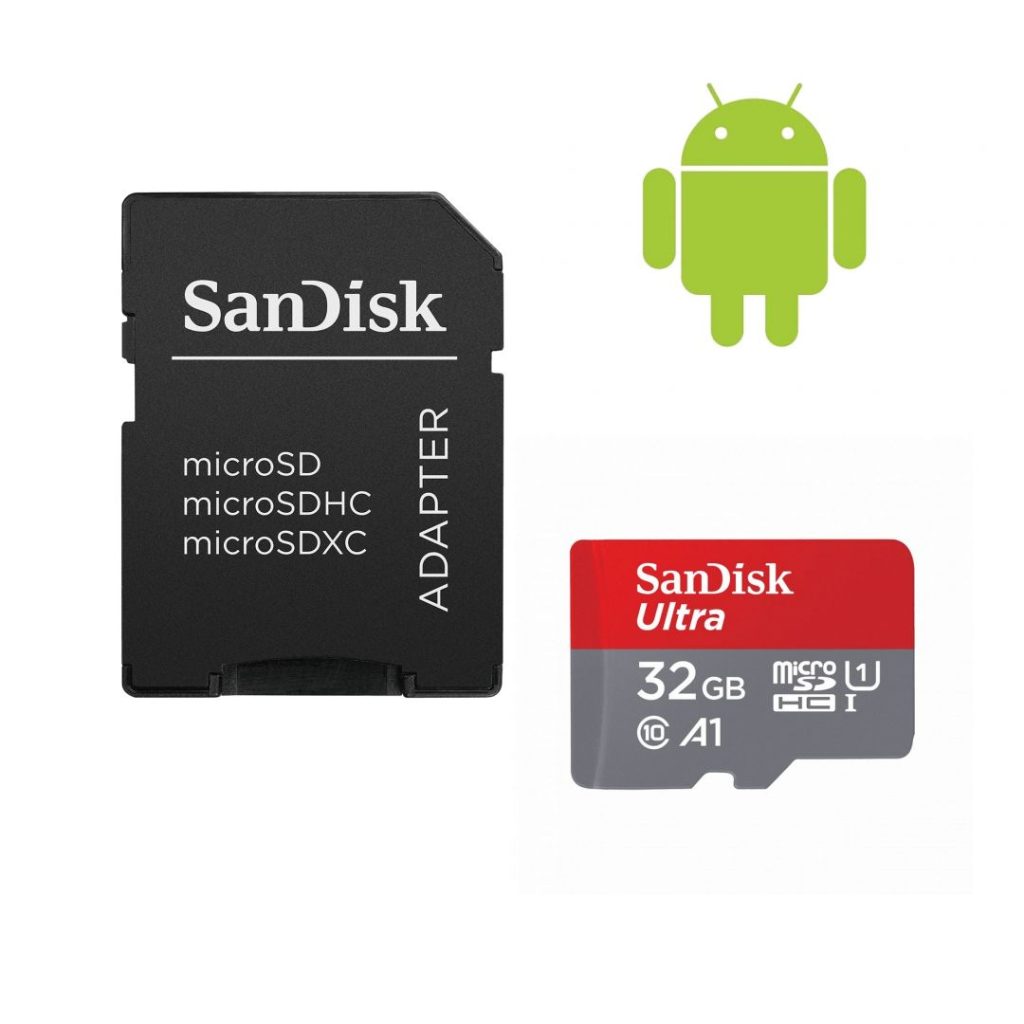 Sandisk 32GB microSDHC Ultra Class 10 UHS-I A1 (Android) + adapterrel - Image 1