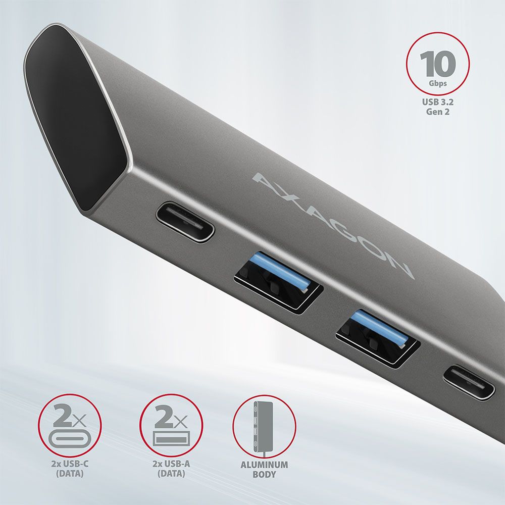 AXAGON HMC-4G2 SuperSpeed USB-C 10Gbps SpeedSter 4 hub - Image 2