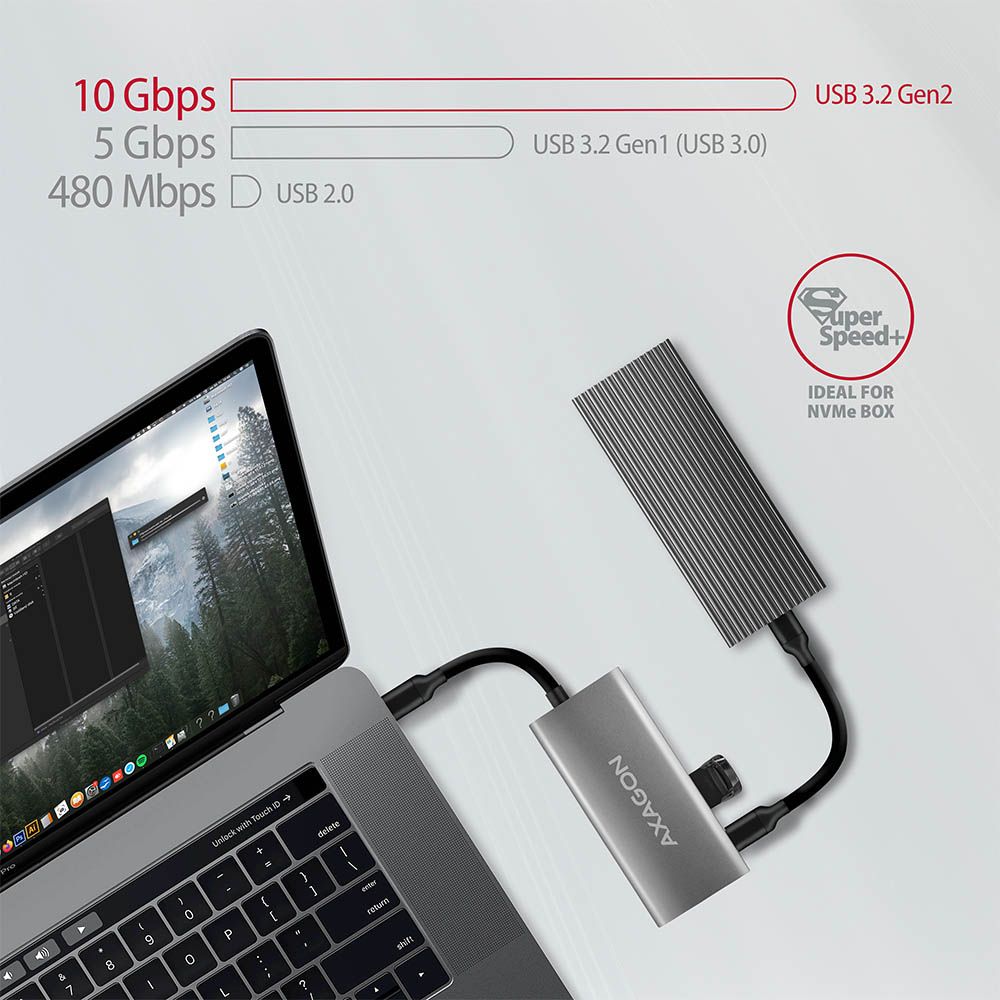AXAGON HMC-4G2 SuperSpeed USB-C 10Gbps SpeedSter 4 hub - Image 4