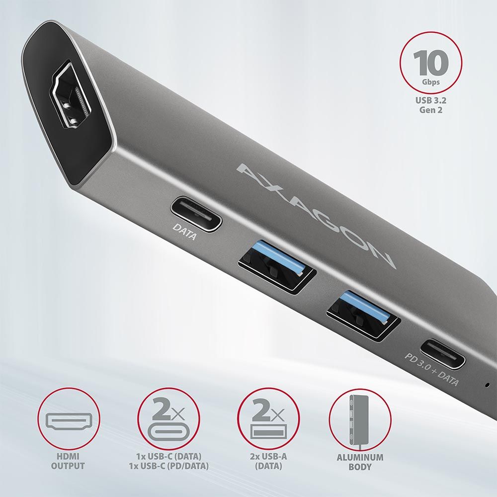 AXAGON HMC-5G2 SuperSpeed USB-C 10 Gbps SpeedSter 5H hub - Image 6