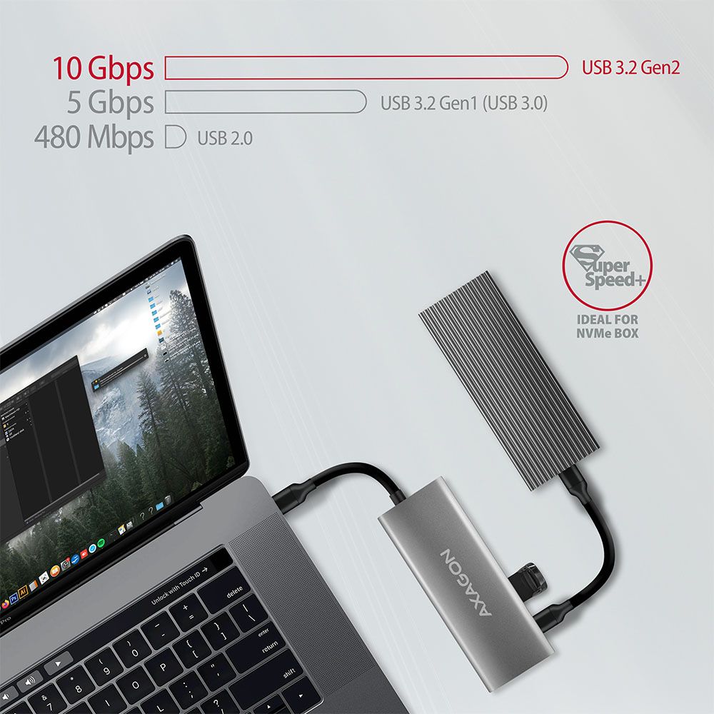 AXAGON HMC-5G2 SuperSpeed USB-C 10 Gbps SpeedSter 5H hub - Image 3