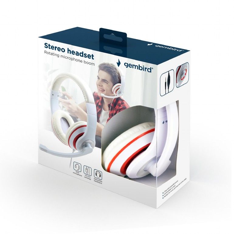 Gembird MHS-03-WTRD Stereo Headset White/Red - Image 5