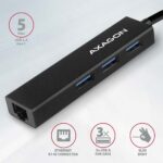 AXAGON HMA-GL3A USB3.2 multiport Hub 3-port + LAN metal black - Image 2