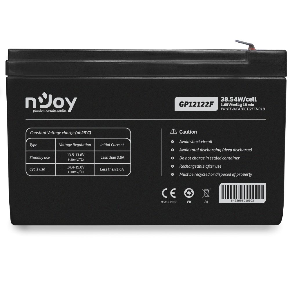 njoy-12v-12ah-szunetmentes-akkumulator-1db-csomag_3.jpg Njoy 12V/12Ah szünetmentes AGM akkumulátor 1db/csomag - Image 3