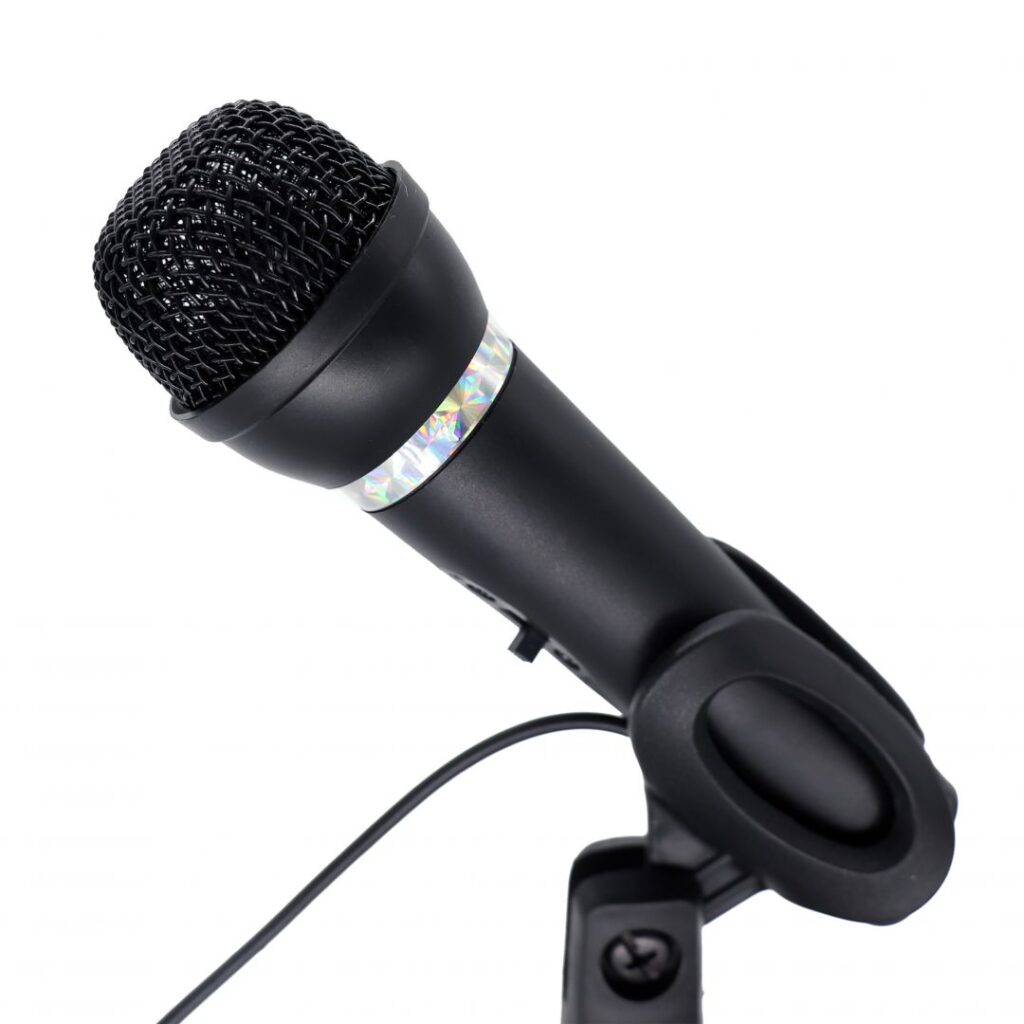 Gembird MIC-D-04 condenser microphone with desk-stand Black - Image 1