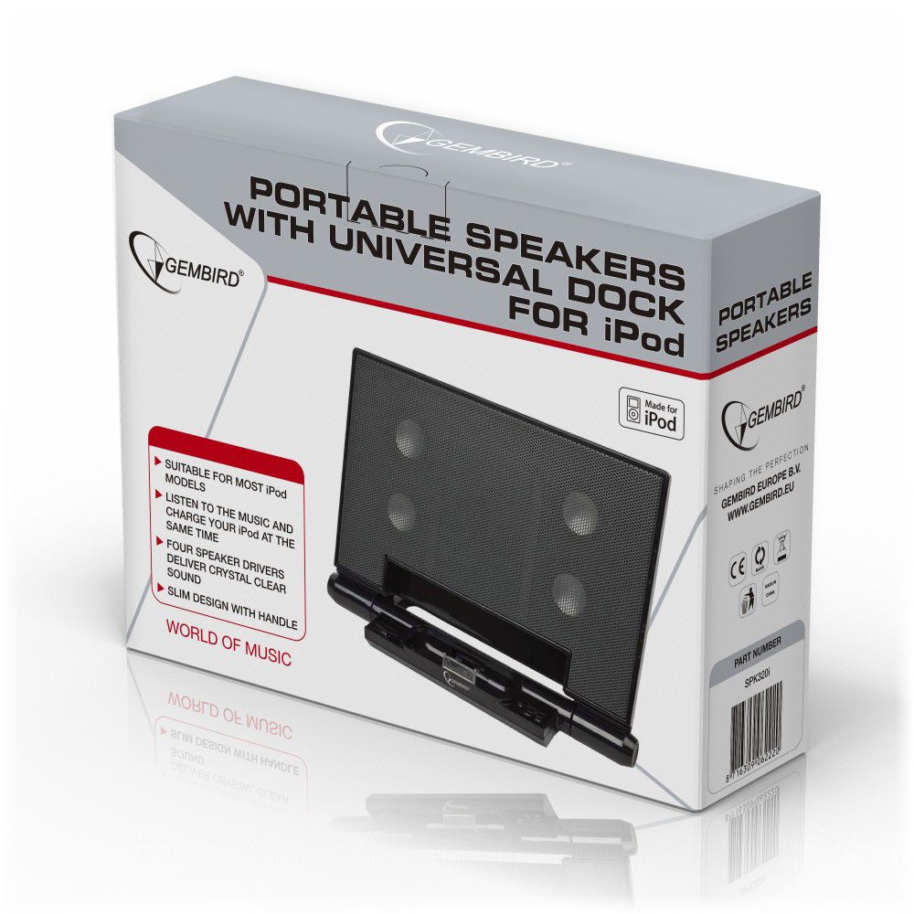 Gembird SPK320i Portable speakers with universal dock for iPhone and iPod Black - Image 4