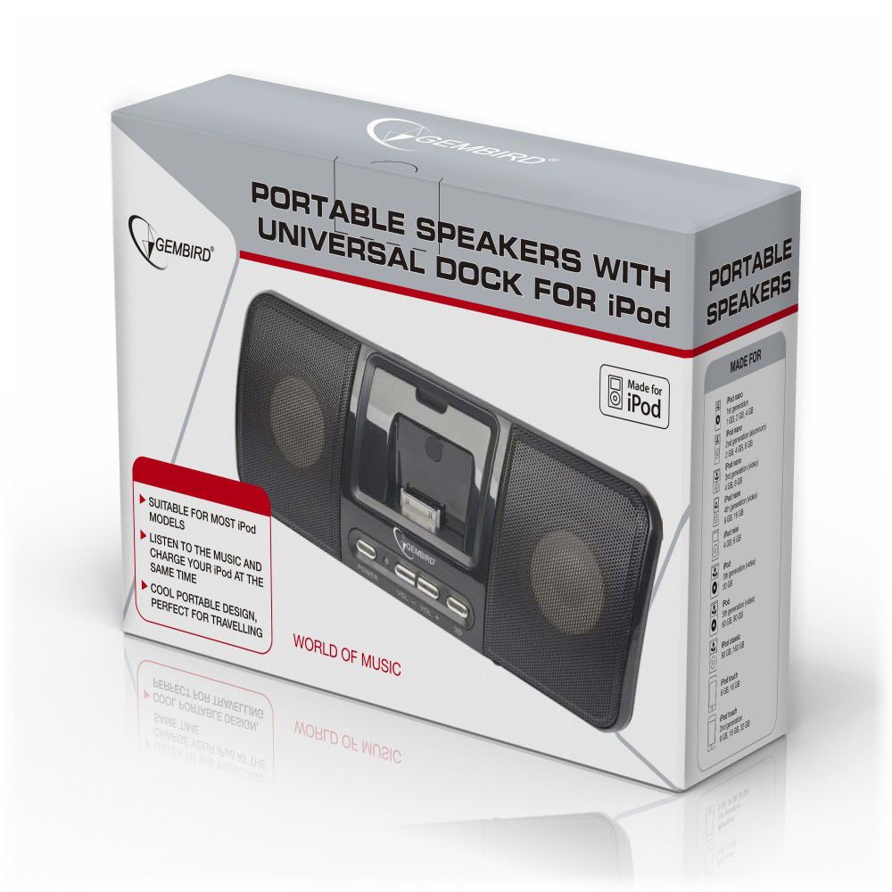 Gembird SPK321i Portable speakers with universal dock for iPhone and iPod Black - Image 6