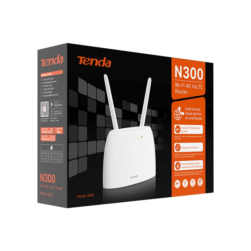 Tenda Router WiFi N 4G - 4G06 (VoLTE; 300Mbps 2,4GHz; 150Mbps 4G; 2port 100Mbps; 1port Tel; 2+2 antenna) - Image 5