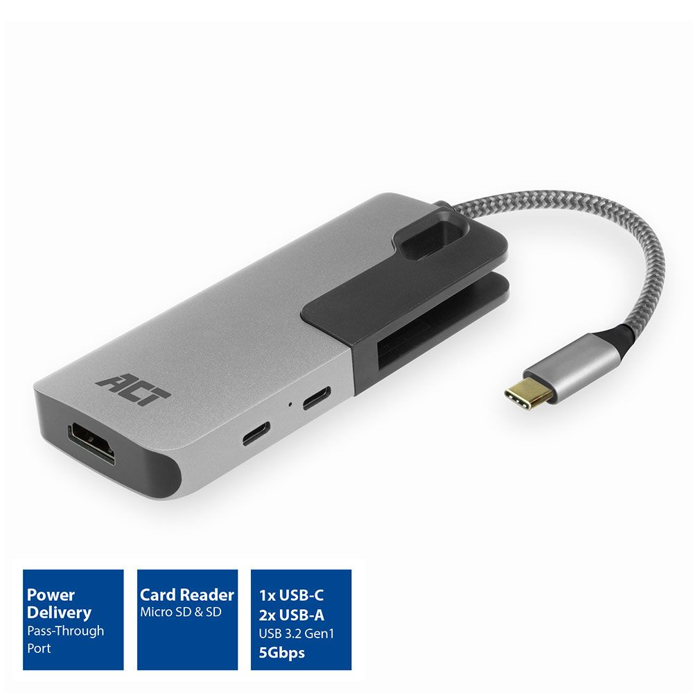 ACT AC7021 USB-C to HDMI 4K adapter Hub & Card Reader - Image 2