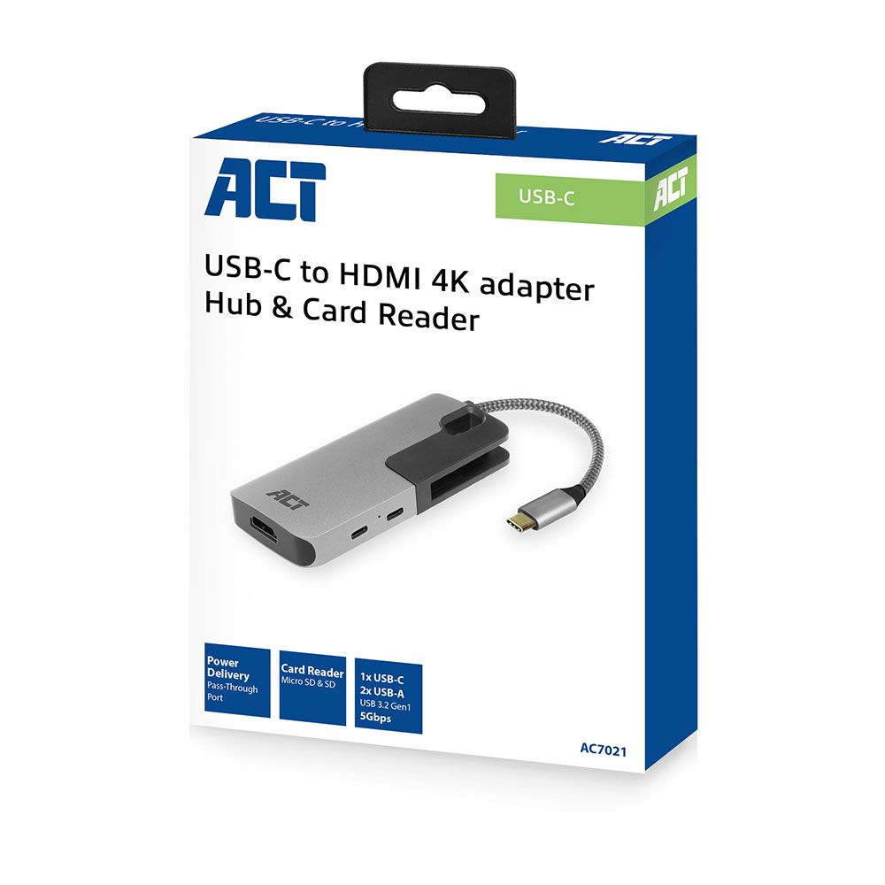 ACT AC7021 USB-C to HDMI 4K adapter Hub & Card Reader - Image 5