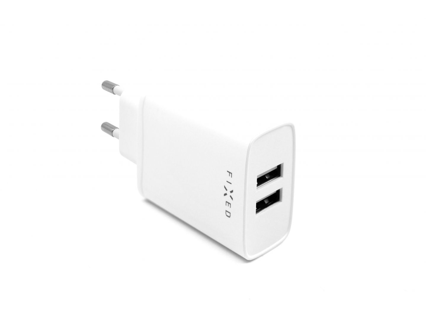 FIXED hálózati USB töltő, 2 db USB kimenet, 15W Smart gyors töltés, Fehér - Image 1