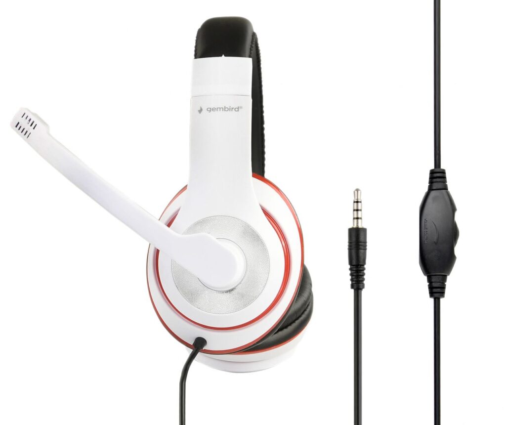 Gembird MHS-03-WTRDBK Stereo Headset White/Red/Black - Image 1
