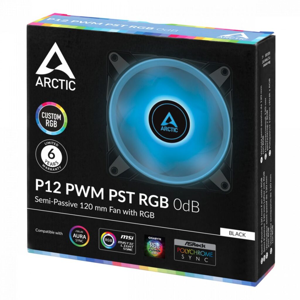 Arctic P12 PWM PST RGB 0dB Black (3db/cs) Value Pack with Controller - Image 5