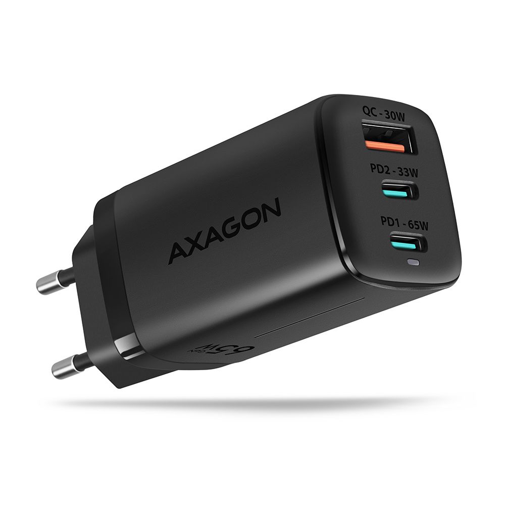 axagon-acu-dpq65-qc4-usb-c-pd-wall-charger_1.jpg AXAGON ACU-DPQ65 QC4 + USB-C PD Wall Charger Black - Image 1