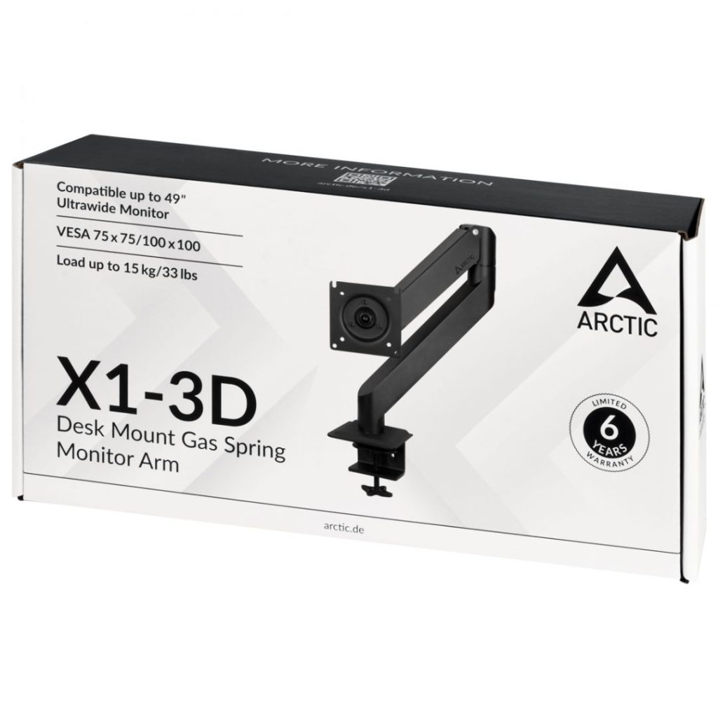 Arctic X1-3D Desk Mount Gas Spring Monitor Arm Black - Image 8