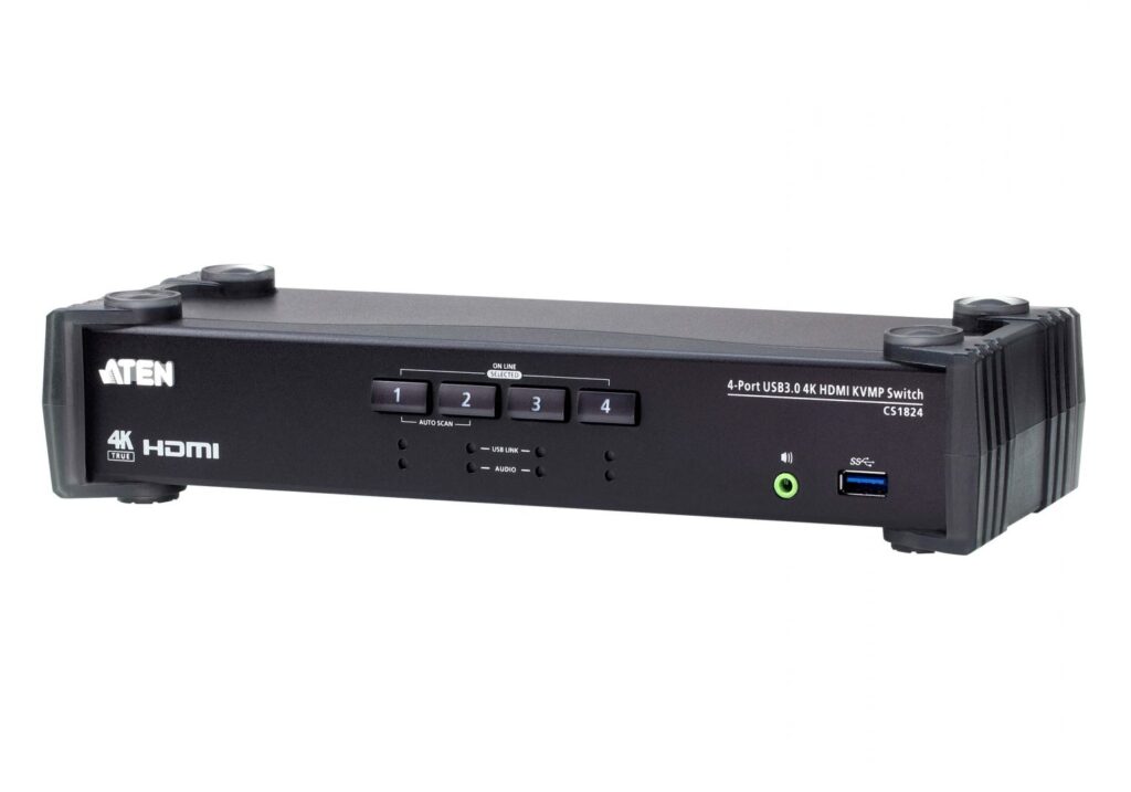ATEN 4-Port USB 3.0 4K HDMI KVMP Switch with Audio Mixer Mode - Image 1