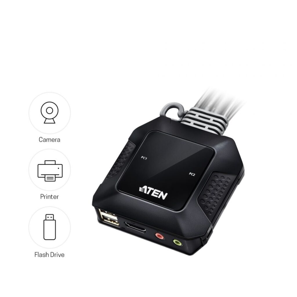 ATEN CS22H 2-Port USB 4K HDMI Cable KVM Switch with Remote Port Selector - Image 6