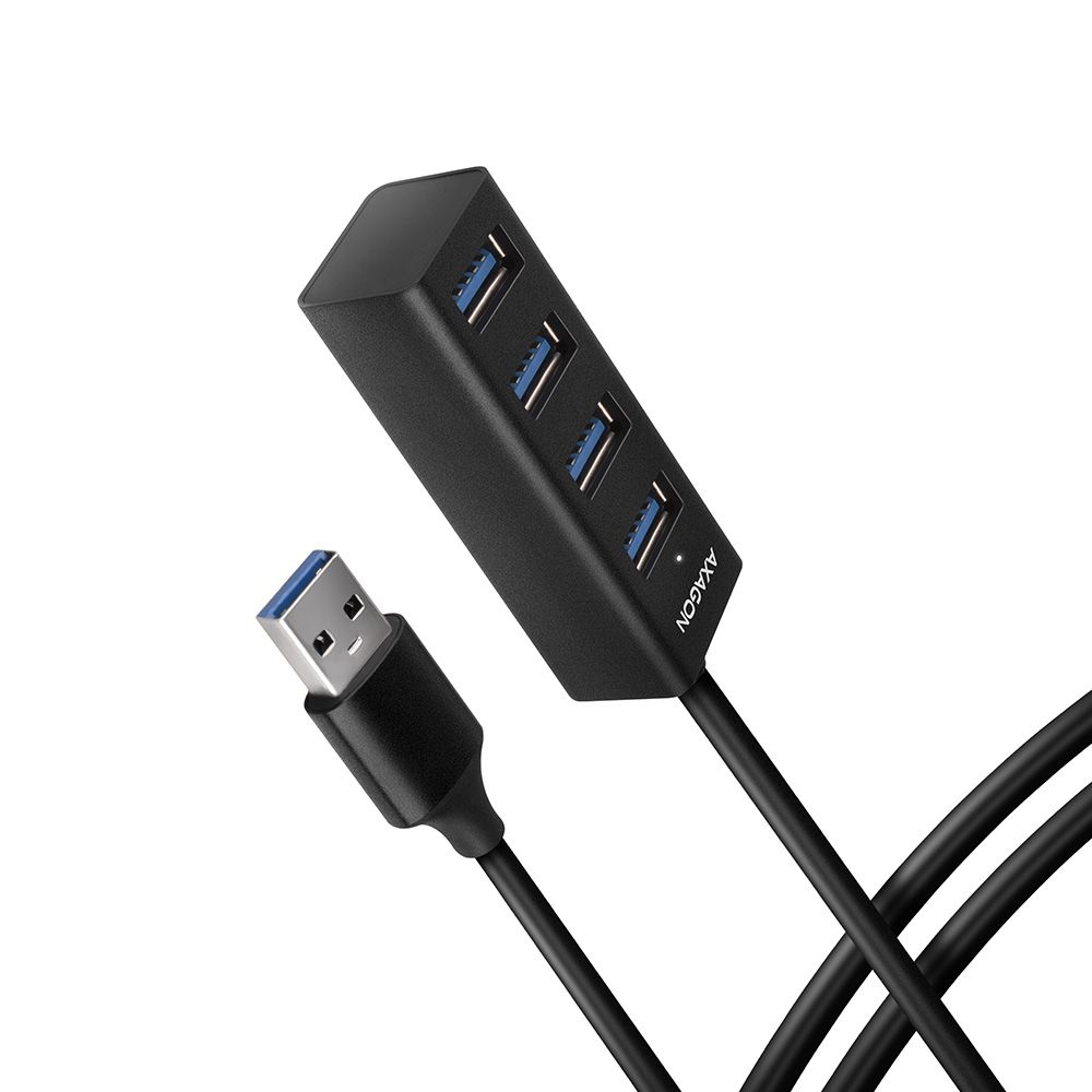 AXAGON HUE-M1AL SuperSpeed USB-A Mini Hub 4-Portos USB3.2 HUB Metal black - Image 1