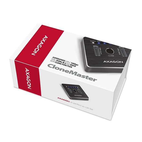 AXAGON ADSA-M2C SuperSpeed USB-C 10 Gbps Dual NVMe M.2 SSD Clone Master Dock - Image 10