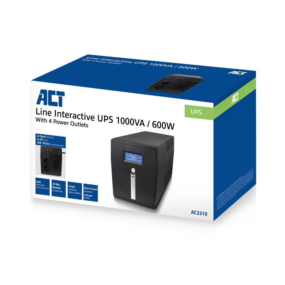 ACT AC2310 Line Interactive LCD 1000VA UPS - Image 4