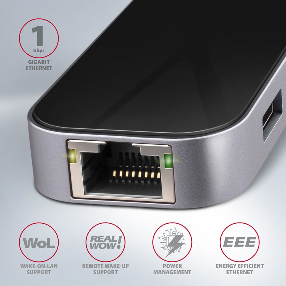 AXAGON HMC-6GL SuperSpeed USB-C Combo 6in1 Hub Black - Image 3
