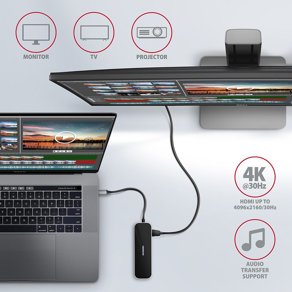 AXAGON HMC-6GL SuperSpeed USB-C Combo 6in1 Hub Black - Image 4