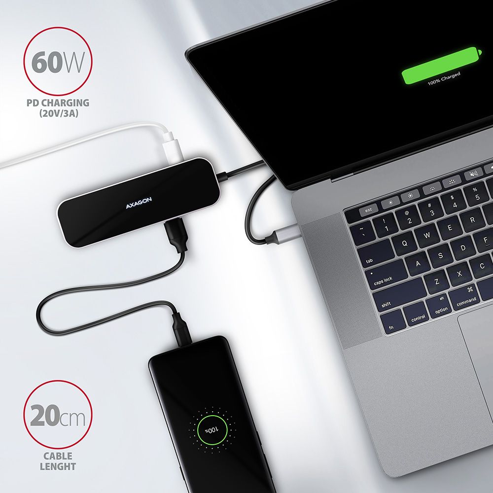 AXAGON HMC-6GL SuperSpeed USB-C Combo 6in1 Hub Black - Image 5
