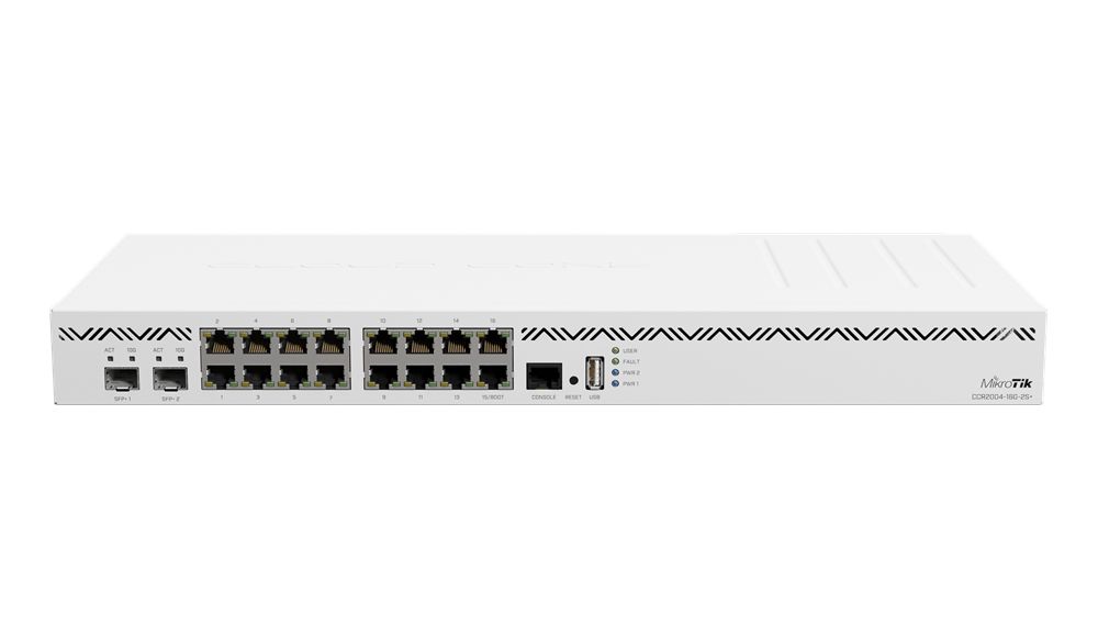 mikrotik-ccr2004-16g-2s-16xgbe-lan-2x-sfp-port-19-cloud-core-router_1.jpg MikroTik 2004-16G-2S+ 16x gigabit RJ45 port, 2x SFP+ 10G port, duál táp, 4GB RAM - Image 1