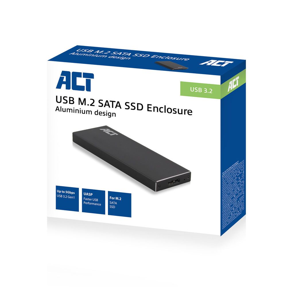 ACT AC1600 USB3.2 M.2 SATA SSD Enclosure Aluminium Design Black - Image 6