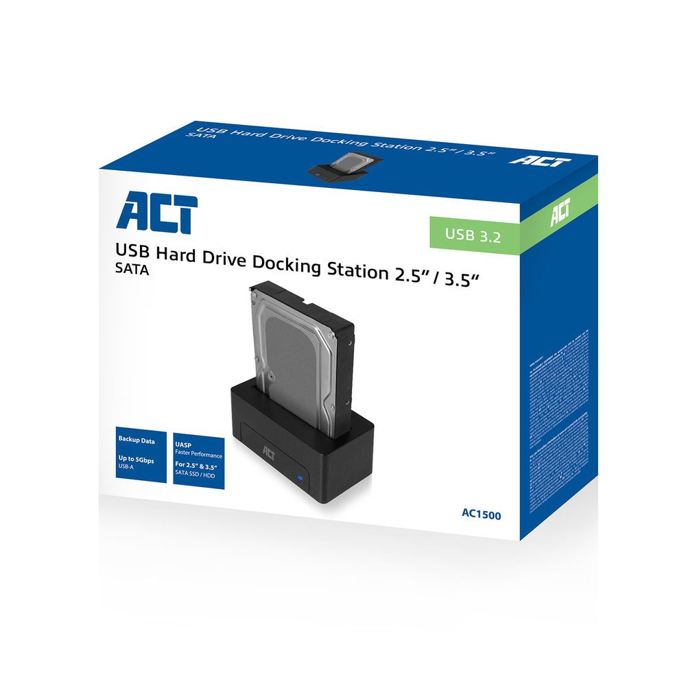 ACT AC1500 USB3.2 2,5"/3,5" SATA Hard Drive Docking Station - Image 5