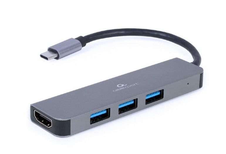 Gembird A-CM-COMBO2-01 USB Type-C 2-in-1 Multi-Port Adapter Space Grey - Image 1