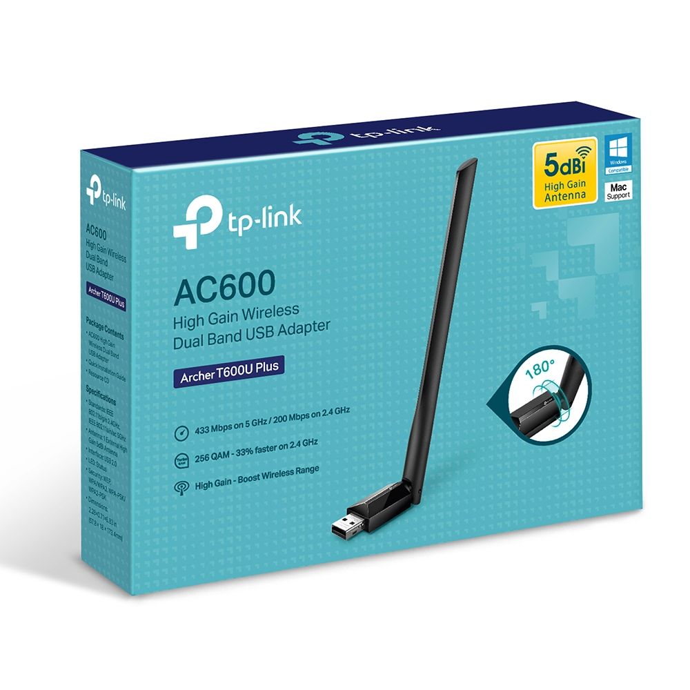 TP-Link Archer T600U Plus AC600 High Gain Wireless Dual Band USB Adapter - Image 3